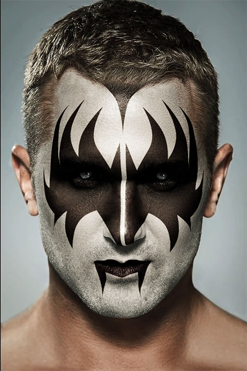 Le Maquillage de Gene Simmons du Groupe de rock KISS avec Photoshop