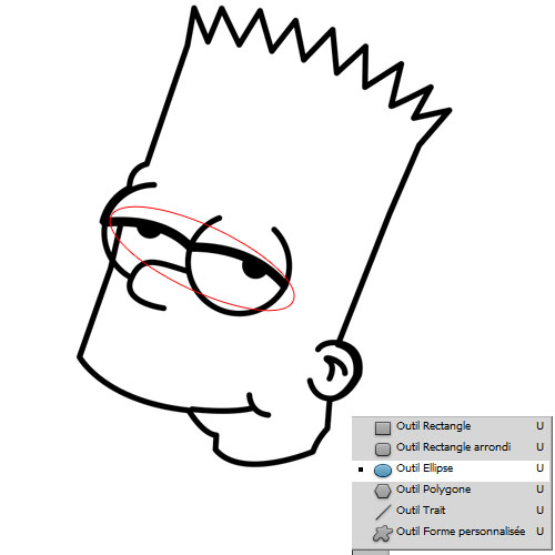 Cours photoshop pour dessiner Bart simpson avec adobe photoshop