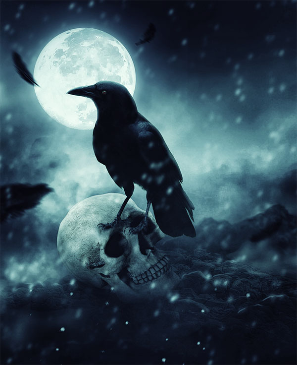 Photomanipulation le corbeau de la mort